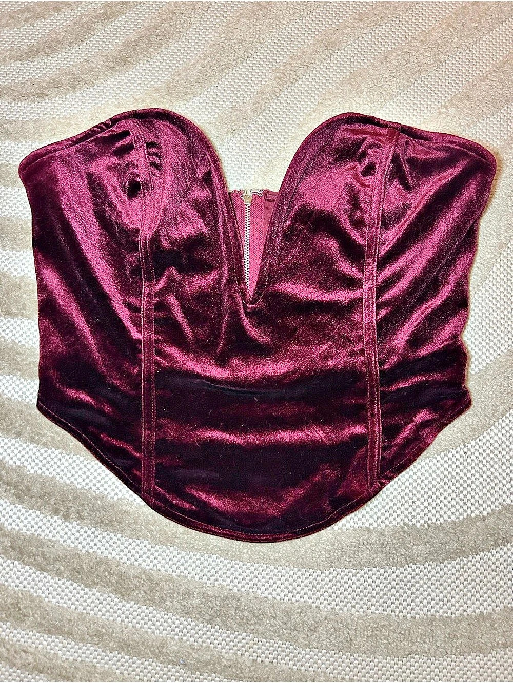 Fashion Nova Serelienne Burgundy Red Velvet Sweetheart Corset Top Small